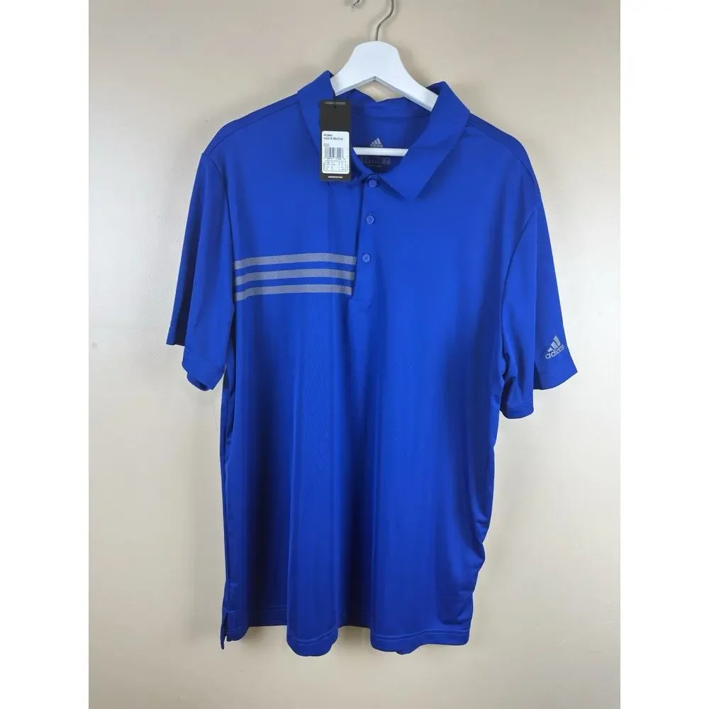 ADIDAS Men’s 3 Stripe Chest DRI-FIT Golf Polo Sport Athletic Shirts XL A324 NWT